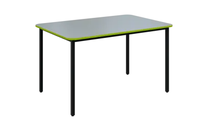 JSBR 130N Jídelní stůl 1300 x 900 mm, deska šedá s hranou jarní zeleň / podnož černá